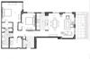 Two bedroom, one bathroom apartment layout at Excelsior Apartments in Montreal, QC