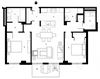 Two bedroom, two bathroom apartment layout at Excelsior Apartments in Montreal, QC