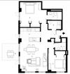 Two bedroom, two bathroom apartment layout at Excelsior Apartments in Montreal, QC