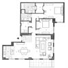 Two bedroom, two bathroom apartment layout at Excelsior Apartments in Montreal, QC