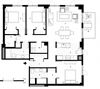 Three bedroom, two bathroom apartment layout at Excelsior Apartments in Montreal, QC