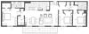 Three bedroom, two bathroom apartment layout at Excelsior Apartments in Montreal, QC
