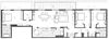 Three bedroom, two bathroom apartment layout at Excelsior Apartments in Montreal, QC