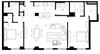 Two bedroom, two bathroom apartment layout at Excelsior Apartments in Montreal, QC