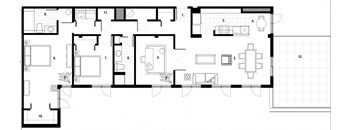 Two bedroom, two bathroom apartment layout at Excelsior Apartments in Montreal, QC