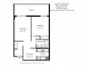 One bedroom, one bathroom apartment layout at Lord Simcoe Apartments in Niagara Falls, ON