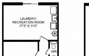 Three bedroom, one bathroom apartment layout at Taunton Terrace in Oshawa, ON