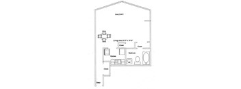 Bachelor, one bathroom apartment layout at Concorde Apartments in Ottawa, ON