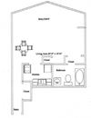 Bachelor, one bathroom apartment layout at Concorde Apartments in Ottawa, ON