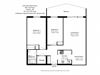 Two bedroom, one bathroom apartment layout at Concorde Apartments in Ottawa, ON