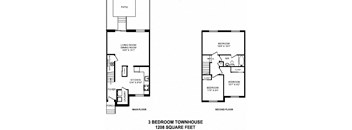Three bedroom, one bathroom apartment layout at Concorde Apartments in Ottawa, ON