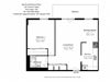 One bedroom, one bathroom apartment layout at Northumberland Place in Port Hope, ON