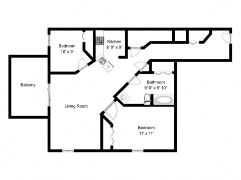 2 bed, 1 bath, large, modern design at Bourg Du Village in Sainte Therese, QC
