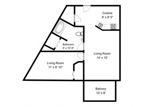 1 bed, 1 bath, bachelor apartment with balcony at Bourg Du Village in Sainte Therese, QC