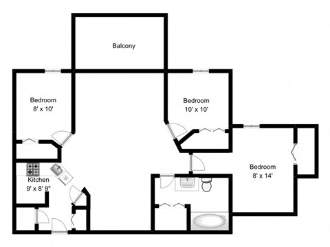 3 bed, 1 bath, open concept living with balcony access at Bourg Du Village in Sainte Therese, QC