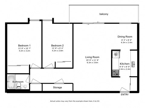 2 bed, 1 bath, generous apartments with balcony Bayview Towers In Sarnia, ON