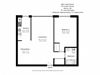 One bedroom, one bathroom apartment layout at Miller Apartments in Sarnia, ON