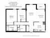 Two bedroom, one bathroom apartment layout at St. Augustine Place in St. Catharines, ON