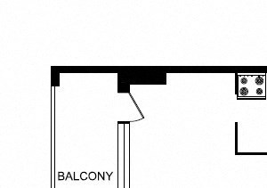 Three bedroom, one bathroom apartment layout at Main Square in Toronto, ON