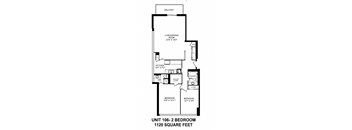 Two bedroom, two bathroom apartment layout at Monaco Towers in Toronto, ON