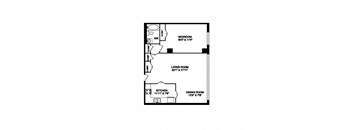 One bedroom, one bathroom apartment layout at San Remo in Toronto, ON