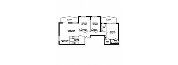 Three bedroom, two bathroom apartment layout at San Remo in Toronto, ON