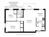 Two bedroom, one bathroom apartment layout at Glen Park Apartments in Toronto, ON