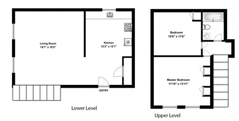 2 bed, 1 bath, large two level suites at 5062-5078 Dundas West in Toronto, ON