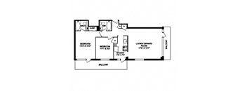 Two bedroom, two bathroom apartment layout at South Algiers in Toronto, ON