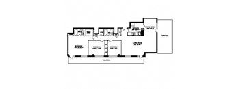 Three bedroom, two bathroom apartment layout at South Algiers in Toronto, ON