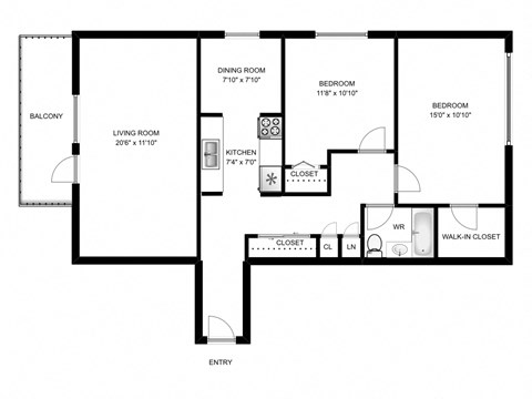 2 bed, 1 bath, generous modern suites with balcony at St. Clair Avenue West in Toronto, ON