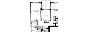 Floor plan of a 2 bed, 1 bath, efficiently designed apartment at 17 Brookbanks Apartments at Toronto, ON