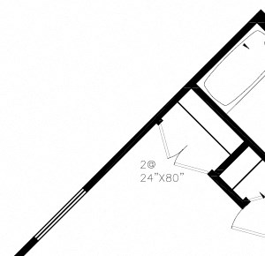 One bedroom, one bathroom apartment layout at Whitby Place in Whitby, ON