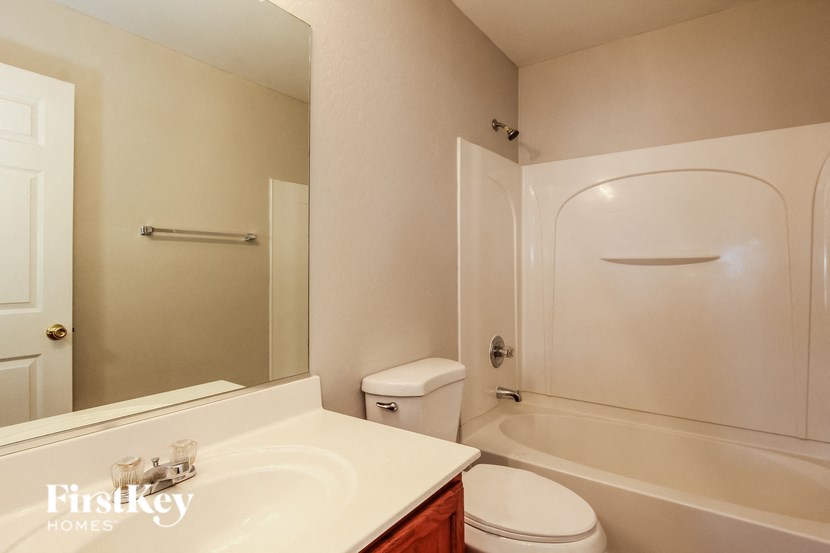 a bathroom with a sink and a toilet and a shower