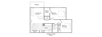 2bdrm/1bath/balcony/3rd fl