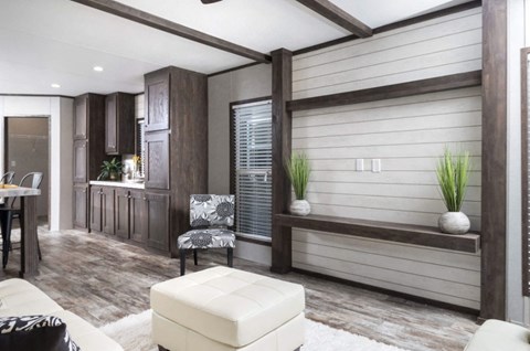 a living room with a couch and a table