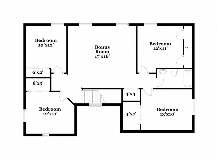 a floor plan of a house with a combination of bedrooms and baths