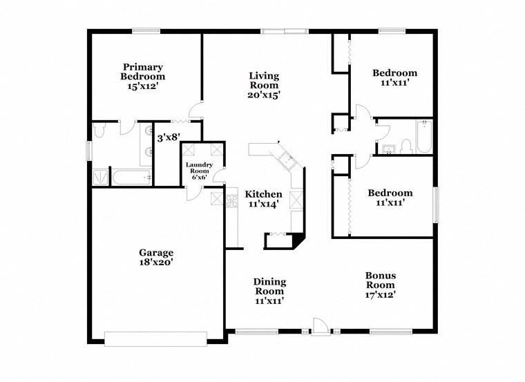 a floor plan of a house with a combination of bedrooms and baths