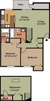 2 BEDROOM, 2.5 BATHROOM, 1215 SQFT.