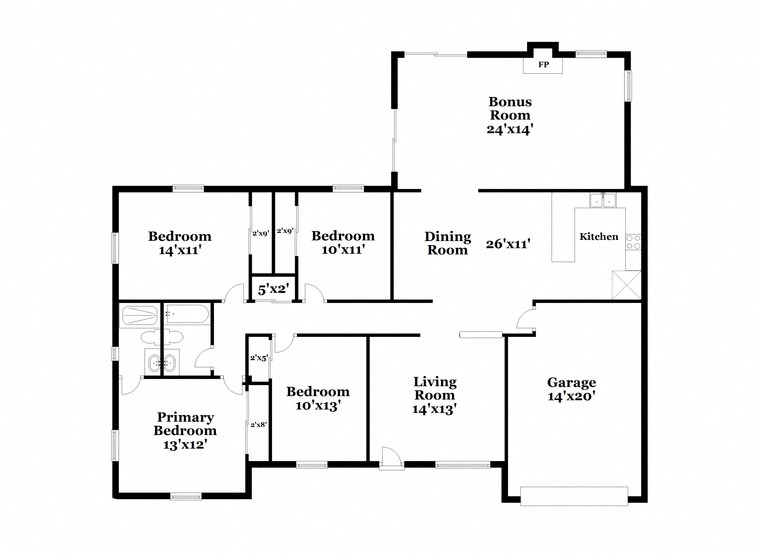 a floor plan of a house with an open concept floor plan with bedrooms and baths