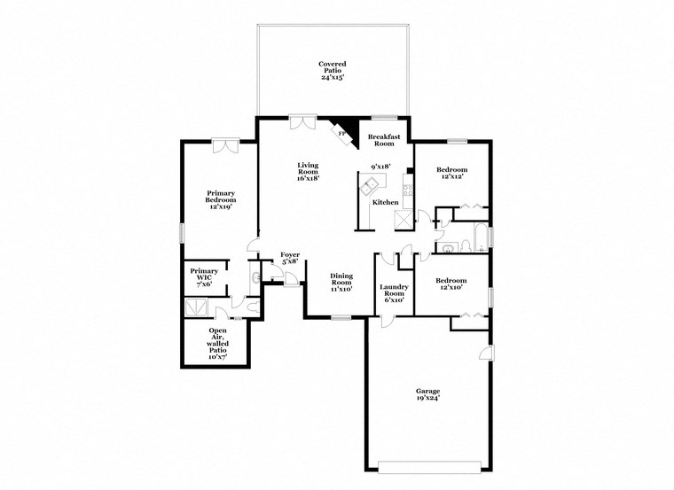 a floor plan of a house with many rooms and a staircase