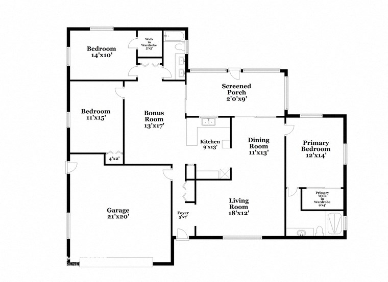 a floor plan of a house with a combination of bedrooms and baths