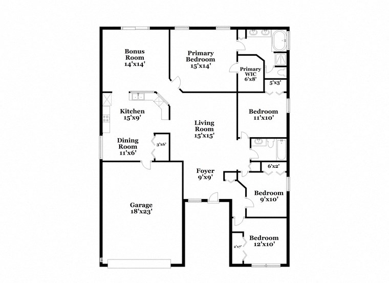 a floor plan of a house with two floors and a garage