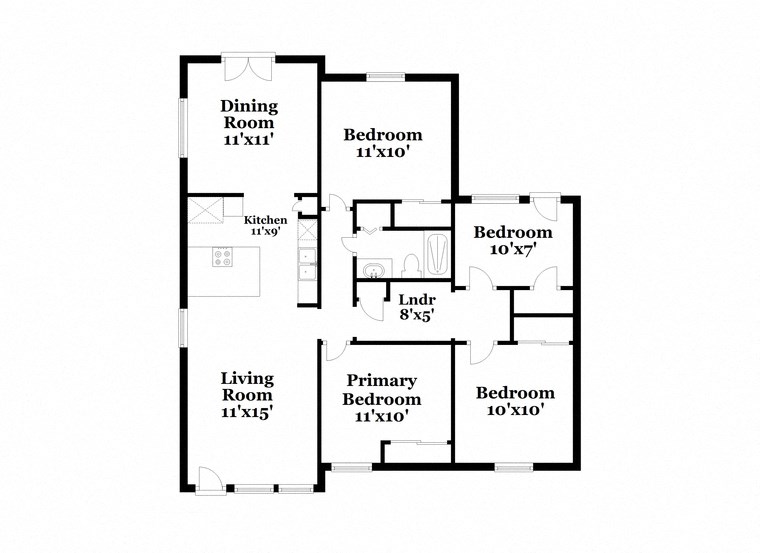 a floor plan of a house with two bedrooms and a living room