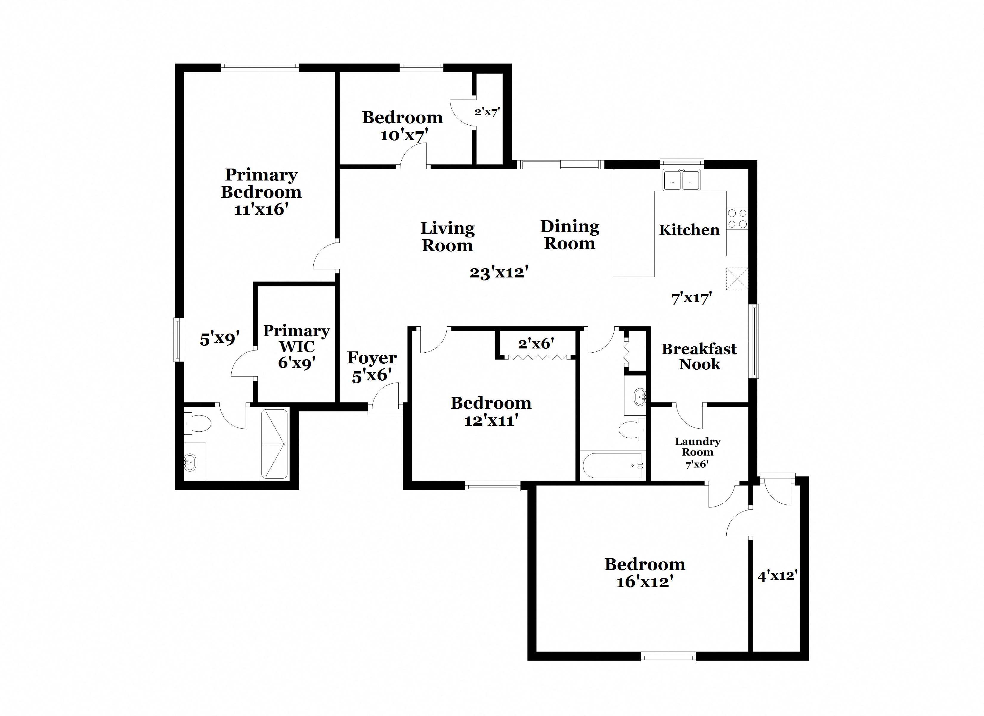 a floor plan of a house with bedrooms and a living room