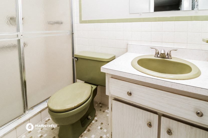 a bathroom with a sink and a toilet and a shower