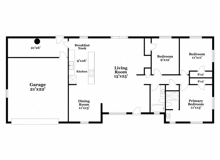 a floor plan of a house with a combination of bedrooms and baths