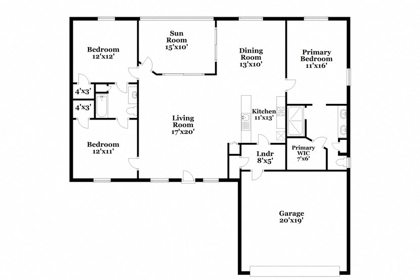a floor plan of a house with a combination of bedrooms and a living room