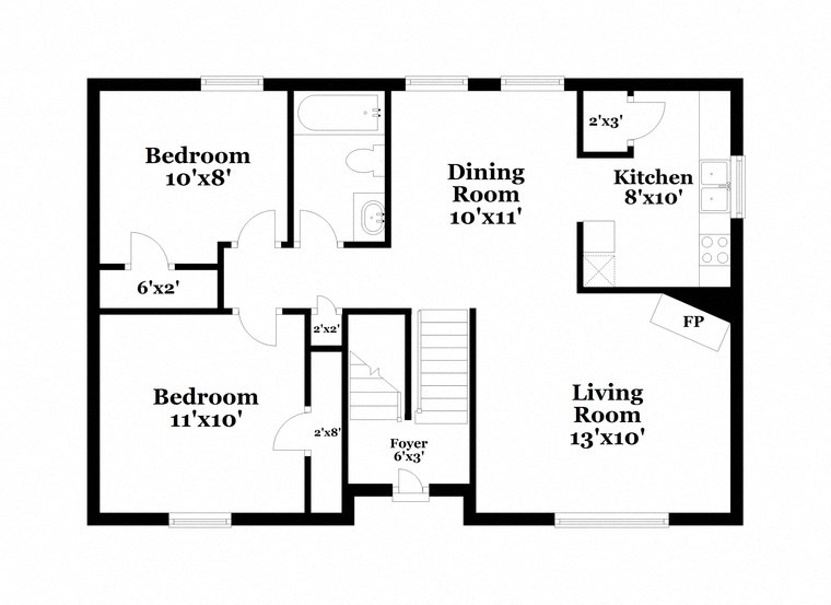 a floor plan of a house with bedrooms and a living room