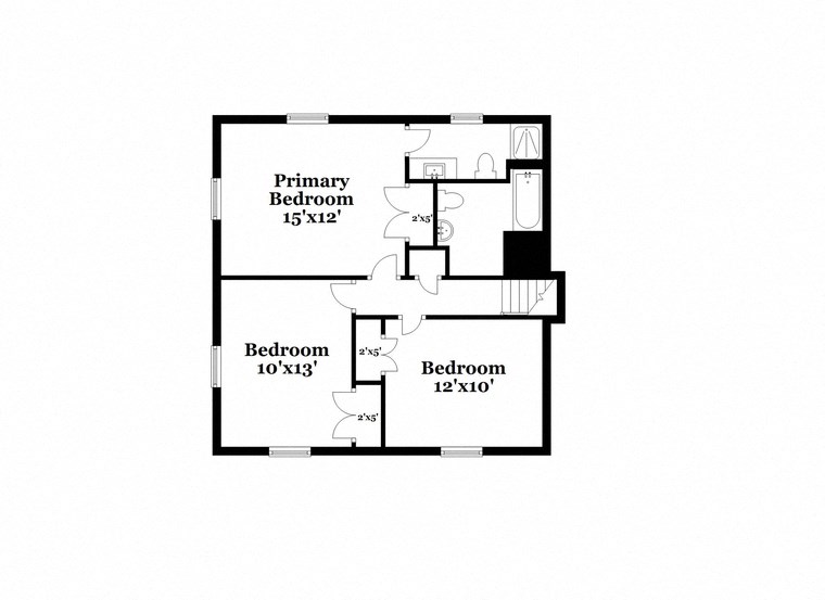 floor plan of a bedroom floor plan with closet and bathroom